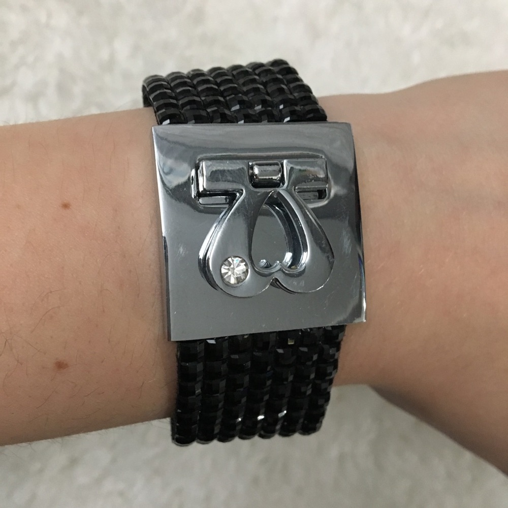Silver and black gem bracelet
